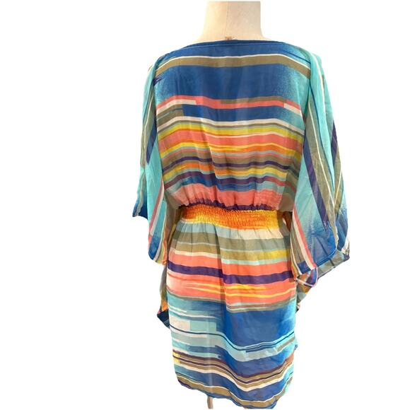Echo Swimsuit Womens Medium Multicolor Striped V Neck Flared Outdoor Pullover - Picture 6 of 10